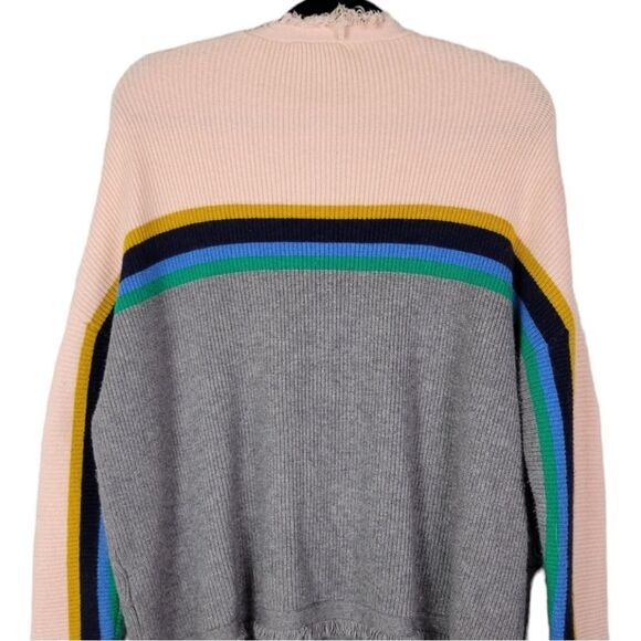 Anthropologie THML Sweater Stripe Fringe Hem & Neck Size S - Picture 3 of 8